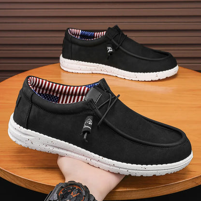 Men's Slip-On Casual Loafers Lightweight Comfortable Canvas Shoes Stretch Loafer Non Slip Breathable Boat Shoes for Men