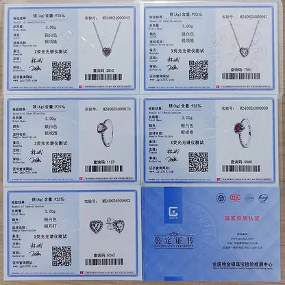 Hot selling 925 sterling silver sparkling red heart series set, light luxury jewelry set, DIY charming jewelry, birthday gift