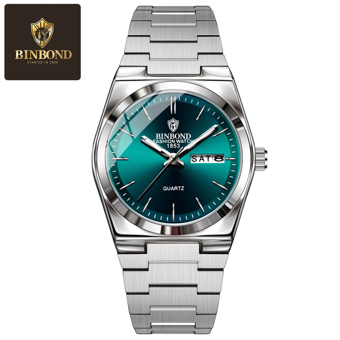 BINBOND Top Brand New 103 Fashionable Men's Quartz Watch Waterproof Night Light Dual Calendar Ultra Thin Men's Quartz Watch