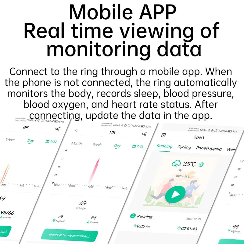 Smart Ring Bluetooth 5.1 Sleep Camera Remote Control Multiple Exercise Modes Wearable Fitness Ring