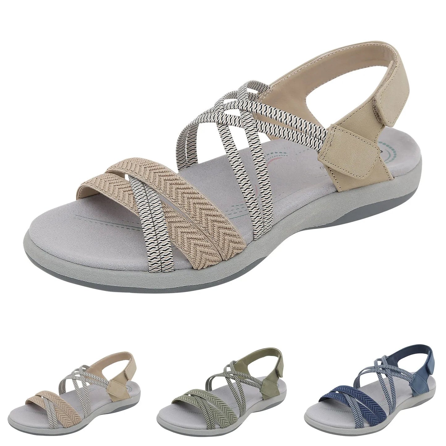 Leopard Print Sandals For Women Women'S Summer Fashion Open Toe Solid Color Adjustable Elastic Sandals For Women сандали женские