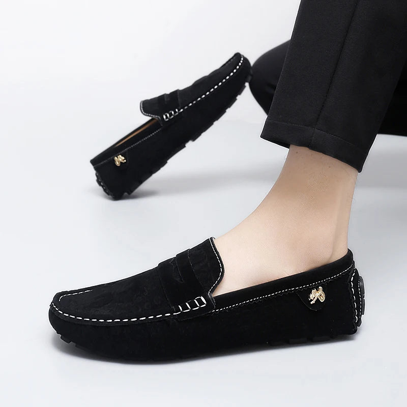 2025 New Handmade Beanie Shoes Men's Light Luxury Crocodile Pattern Trendy Easiest for Match Slip-On Lazy Loafers Men's and Women's Driving Trendy Shoes