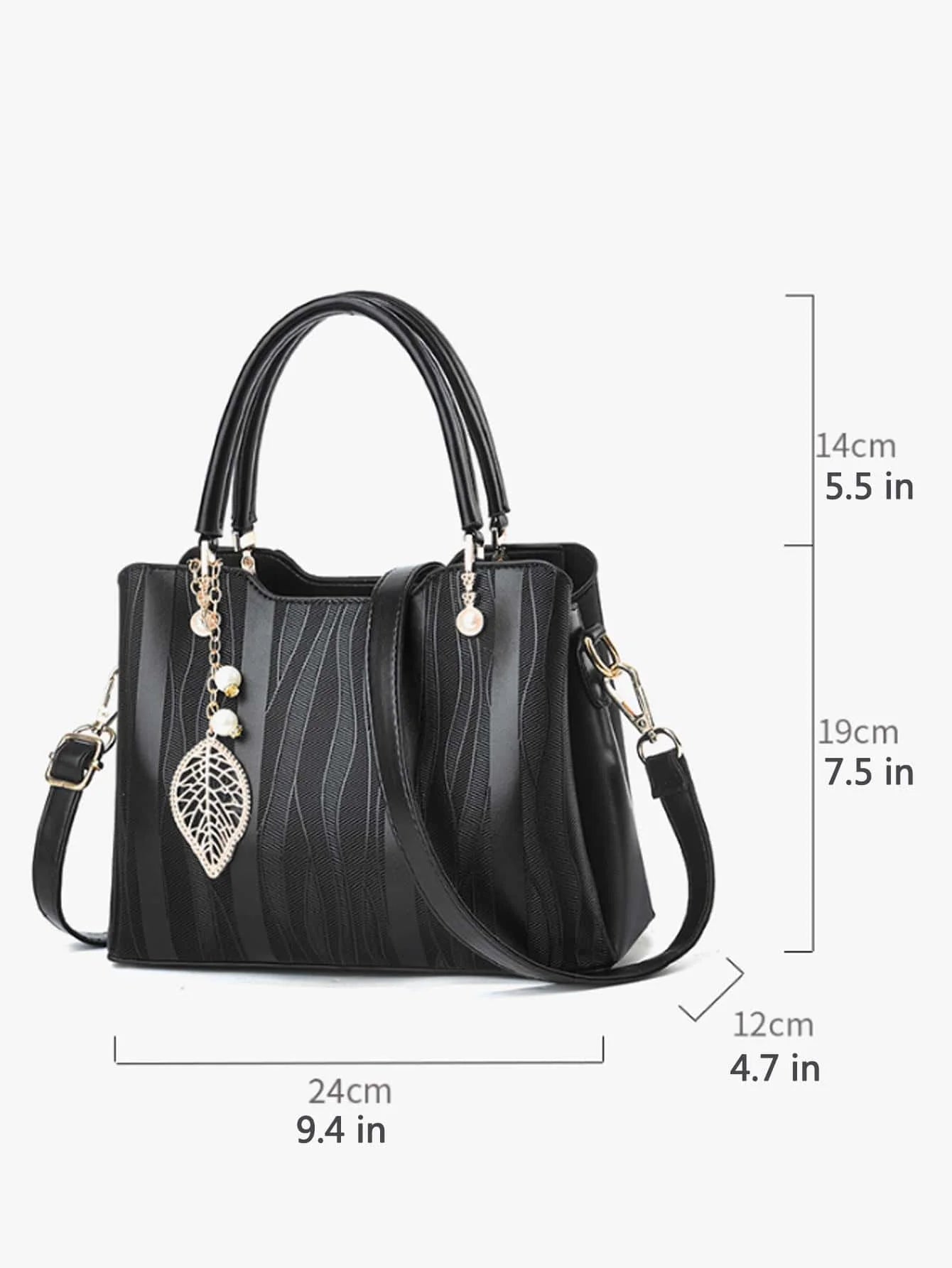 Fashion Stripes Handbags, Women's PU Leather Crossbody Bag, Top Handle Satchel Purse