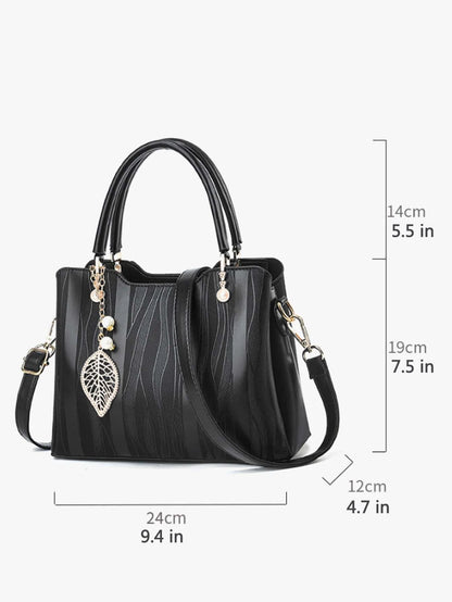 Fashion Stripes Handbags, Women's PU Leather Crossbody Bag, Top Handle Satchel Purse