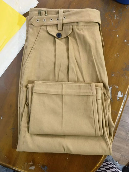 Men 2024 Spring Summer Fashion Solid Color Cotton Trousers Men's Retro Loose Straight Pants Male Business Casual Pants V83