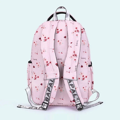 School Backpacks Girls 2024 Flower Print Backpack Women Pink Black School Bag Junior High School Students Mochilas Escolares New