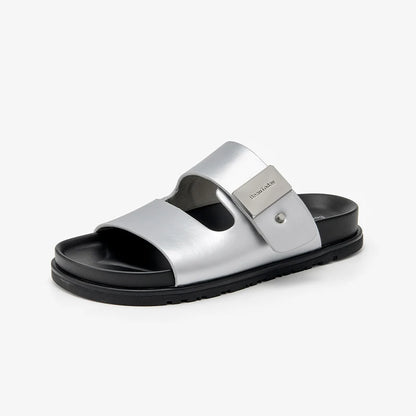 BEAUTODAY Casual Slippers Women Synthetic Leather Platform Buckle Band Roman Summer Outdoors Ladies Flat Shoes Handmade 34073