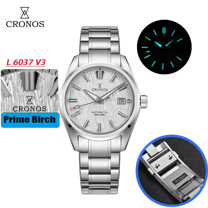 2025 Cronos 39mm Men Watch Texture Dial PT5000 Automatic Mechanical Watches Sapphire  Waterproof 100m Luminous Wristwatch L6037M