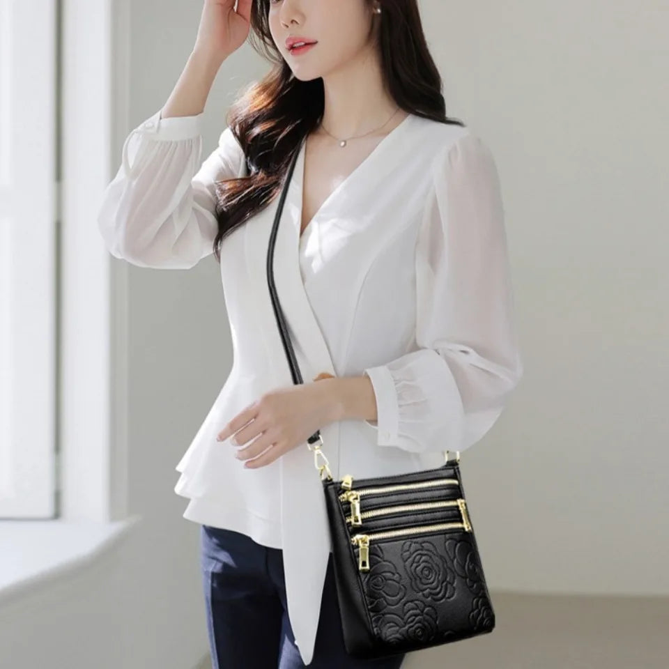 Three Zippers Design Crossbody Bags for Women Soft Leather Handbags High Quality Shoulder Bag Bolsa Women Messenger Bags Sac