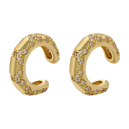 ZHUKOU C shape Female Ear Cuffs No Piercings earrings fake cartilage earring for Women Fashion 2023 Jewelry wholesale VE963