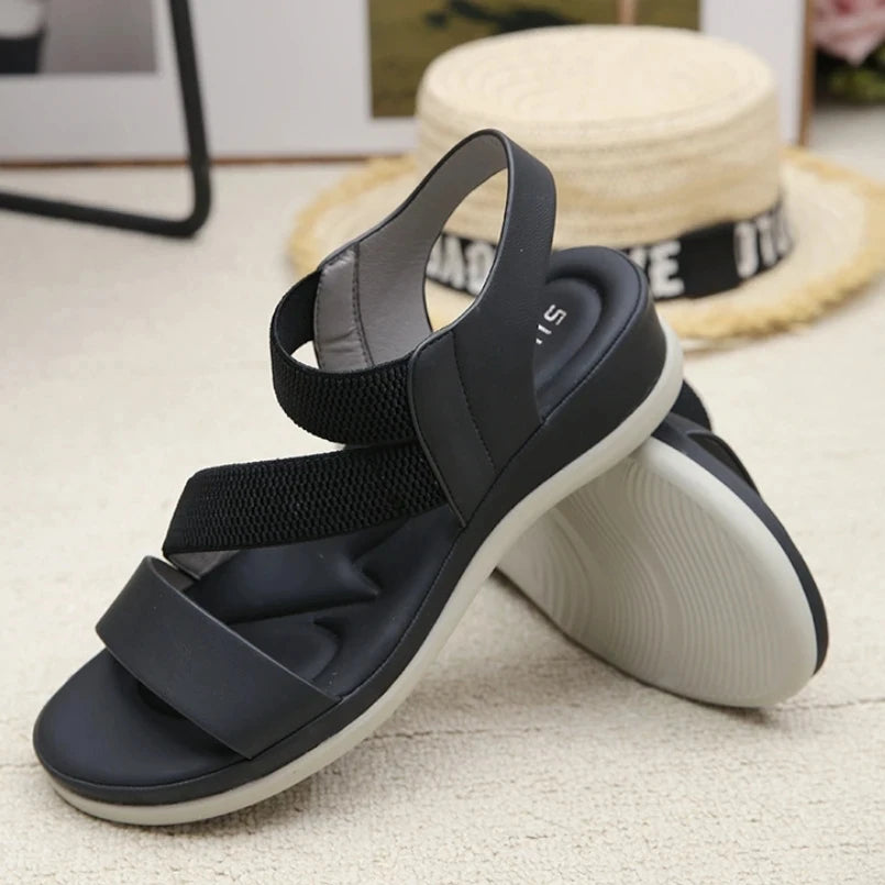 Summer New Sweet Sports Style Women's Fashion Elastic Band Comfortable 4 CM Thick Sole Lightweight Beach Casual Sandals