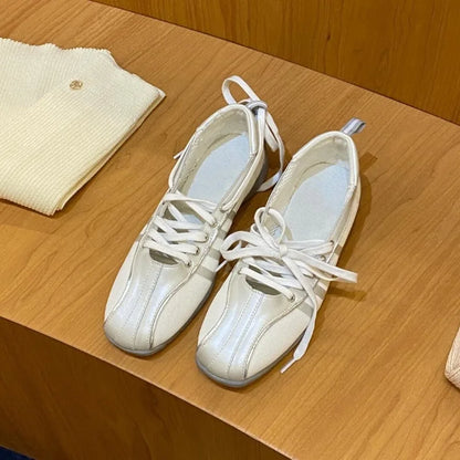 Women's Genuine Leather White Shoes 2025 New Fashion Non Slip Strap Soft Soled Ballet Shoes Women's Flat Casual Mary Jane Shoes