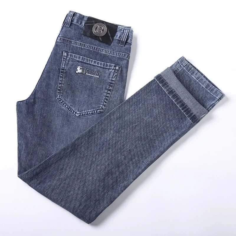 2024 Summer Thin  Elastic Fit Men's Jeans Loose Straight Leg Denim Pants