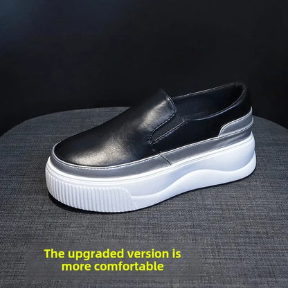 Spring Genuine Leather Soft Outsole Work Shoes Female Black Swing Shoes Woman Plus Size Wedges Single Shoes Zapatillas