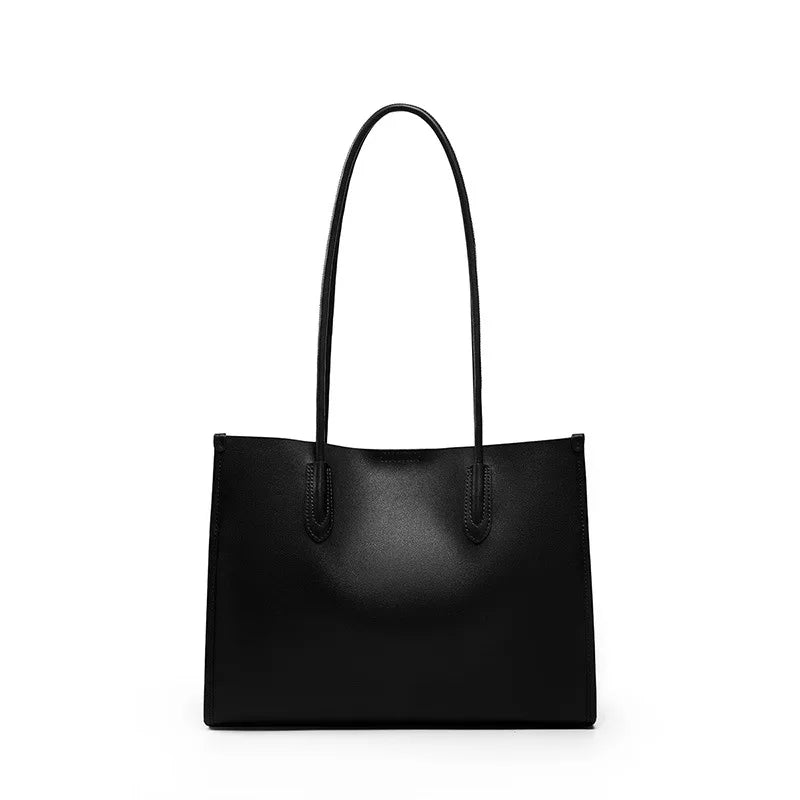 Split Leather Lady Classic Tote Bag Large Capacity Female Commute Shopping Shoulder Bags Simple Solid Color Women Handbags New