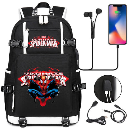 Superhero Spiderman School Backpack Travel Bags Large Waterproof Multifunction USB Charging Backpacks Travel Sport Duffel Bag