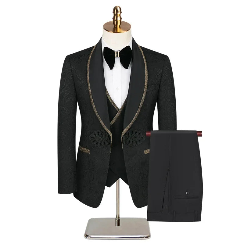 Men's Three-piece Wedding Tuxedo (Jacket + Vest + Pants) Fashion Show Concert Groom Engagement Cocktail Summer Party Men's Suit