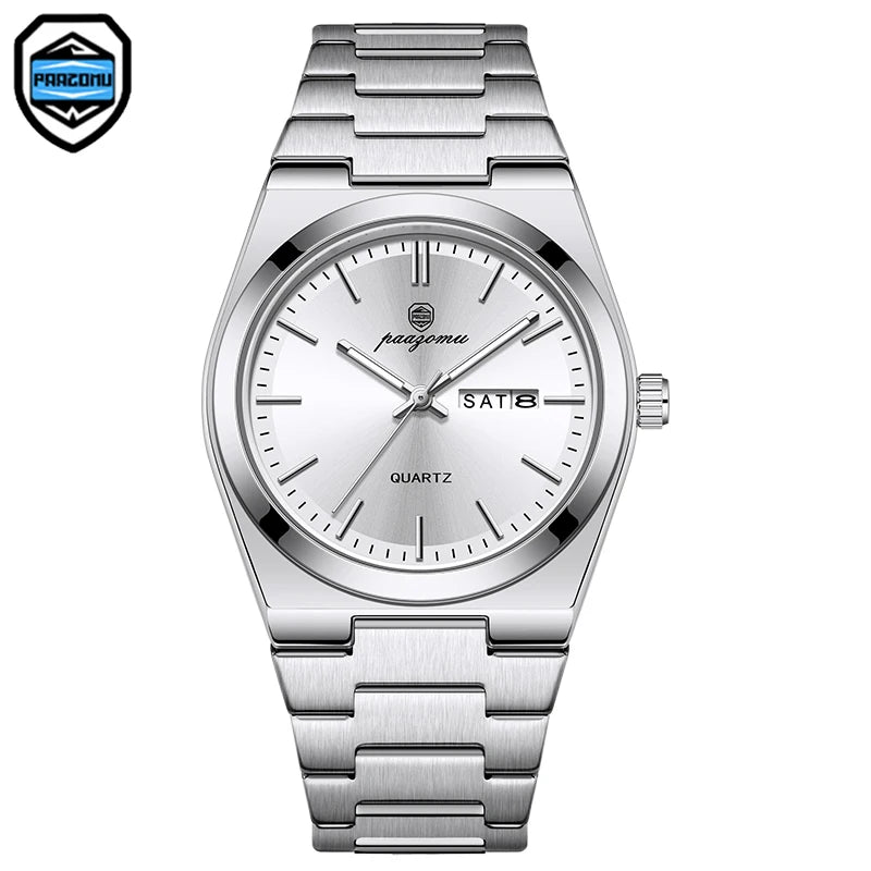 PAAZOMU Luxury Sport Man Watch Military Waterproof Luminous Date Week Men Watch Stainless Steel Quartz Men's Watches Male Clock