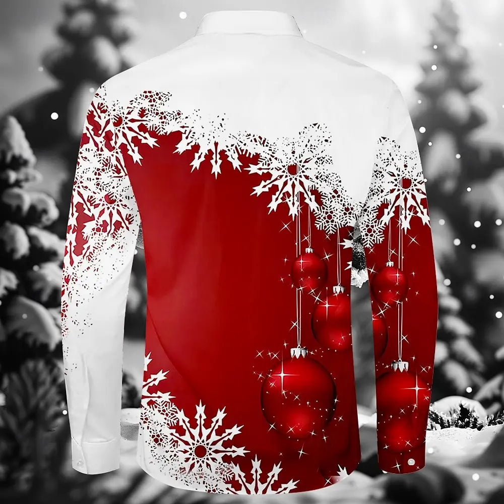 Christmas fashion men's shirts casual outdoor comfortable suitable lapel button long sleeve shirt party new men's tops plus size