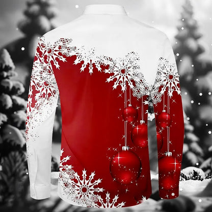 Christmas fashion men's shirts casual outdoor comfortable suitable lapel button long sleeve shirt party new men's tops plus size