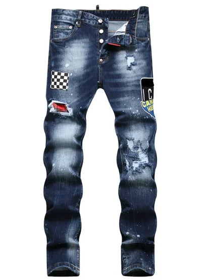 New Mens Ripped Jeans Dsq2 Men Skinny Jeans Light Blue Holes Pants Quality Male Stretch Slim Fashion Trousers Y2k