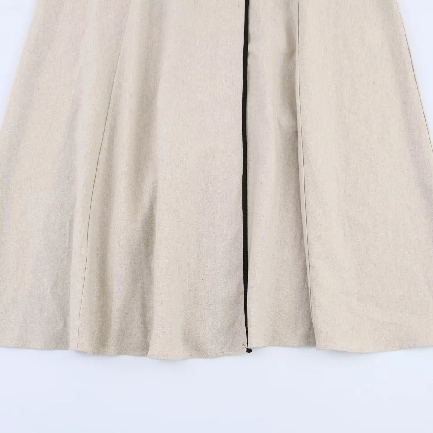 PB&ZA2025 Summer New Product Women's High End Casual and Fashionable Simple With Belt Sleeveless V-neck Medium Length Dress