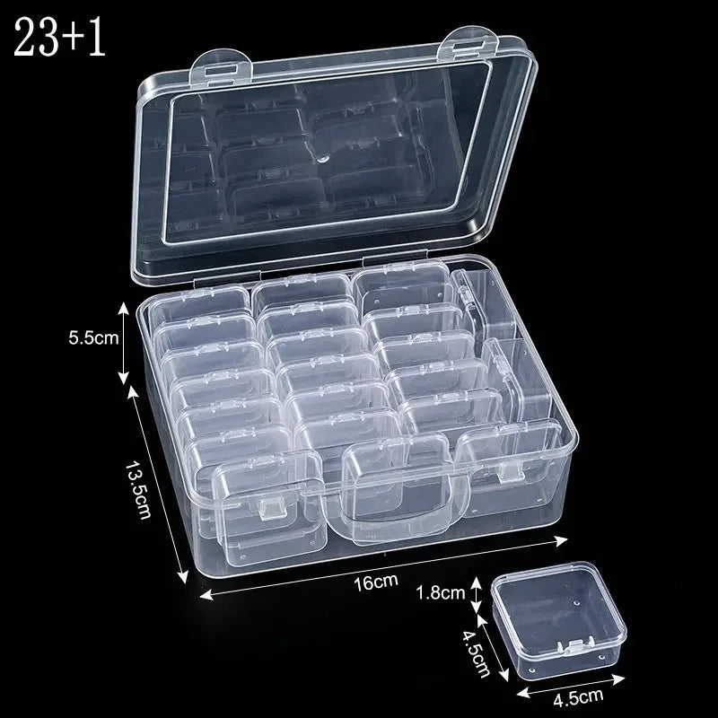 Small Bead Organizer Cases Plastic Organizer Box Mini Clear Bead Storage Container Box with Hinged Lid for DIY Jewelry Supply