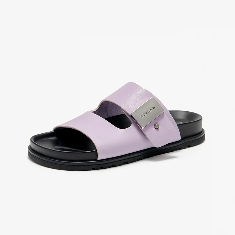 BEAUTODAY Casual Slippers Women Synthetic Leather Platform Buckle Band Roman Summer Outdoors Ladies Flat Shoes Handmade 34073