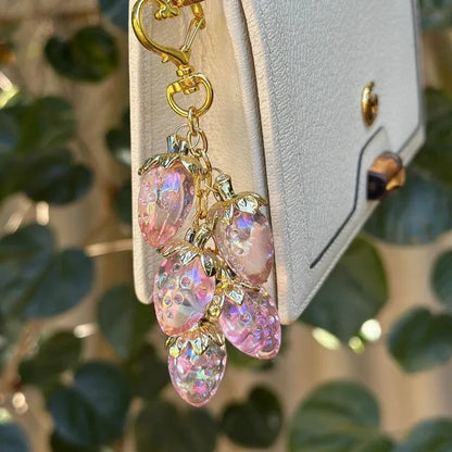 Pink Cherry Bag Charm Strawberry Pendants For Bags Fashionable Women\'s Keychain Accessories Gift