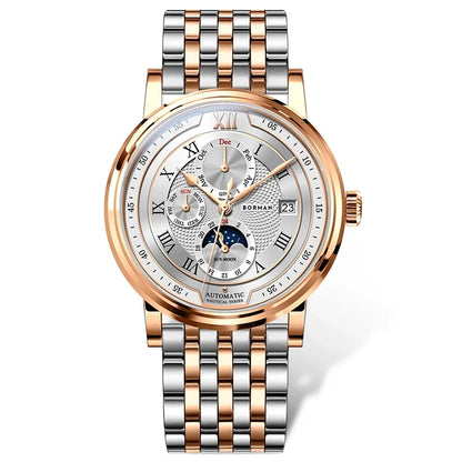 BORMAN BM3868  New 40mm  Luxury Men Automatic Mechanical Men's Watches Sapphire Multi-function Waterproof Moon Phase Clocks