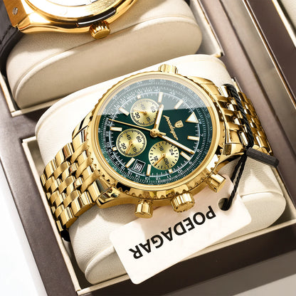 POEDAGAR Top Luxury Men's Watches Waterproof Luminous Chronograph Date Male Watch Stainless Steel Military Quartz Men Wristwatch