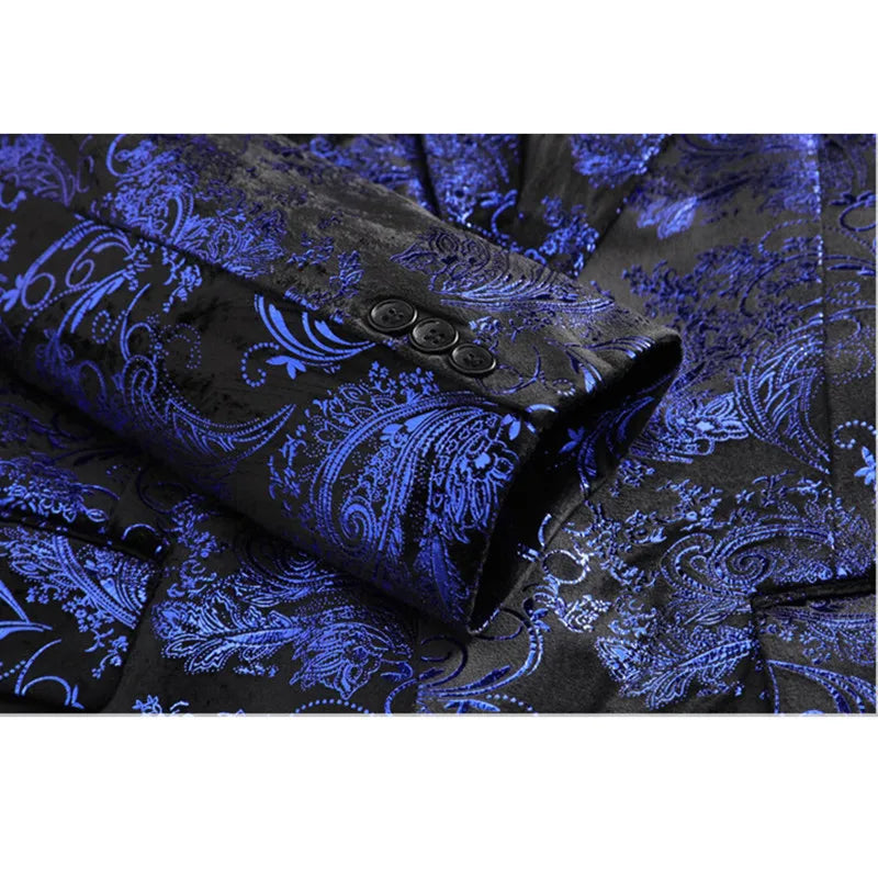 Beige Men's Long Sleeve Blazer,Gold Printed Party Suit Jacket,Asian Size M-6XL,Red Blue Silver Available Coats