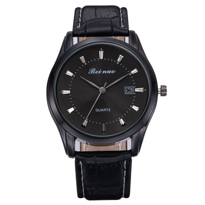 Classic Men‘s Quartz Watch with Calendar Fashion Metal Dial Leather Strap Man Watch Casual Business Male Clock montre homme