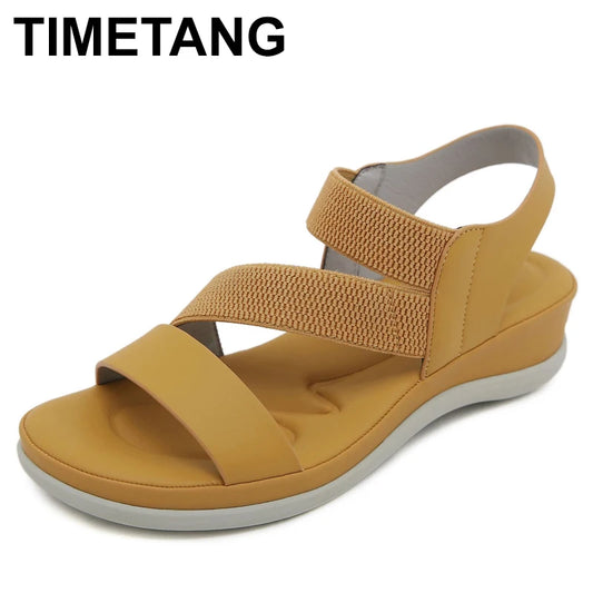 Summer New Sweet Sports Style Women's Fashion Elastic Band Comfortable 4 CM Thick Sole Lightweight Beach Casual Sandals