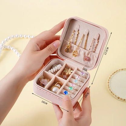 Portable Jewelry Box Jewelry Organizer Display Travel Jewelry Case Boxes Jewelry Leather Storage Zipper Jewelers Jewelry Box