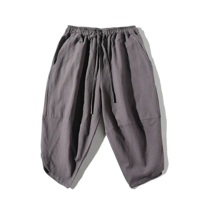 Retro Chinese Style Linen Short Sleeve Top Suit Cotton Linen Loose T-shirt Casual Two-piece Set Men Clothing