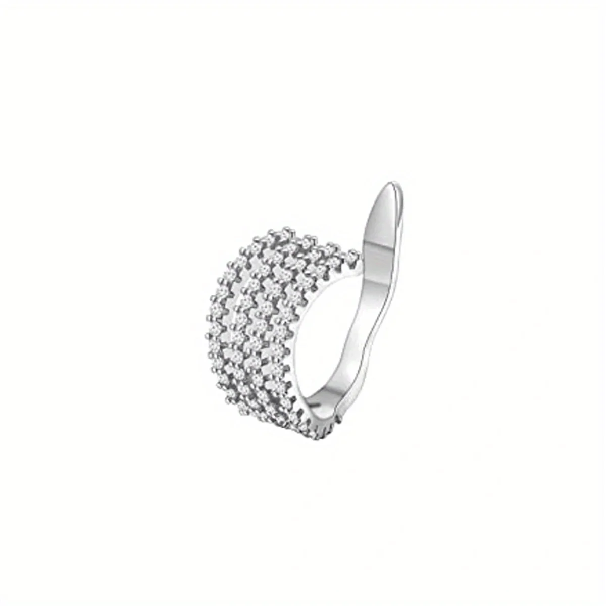 1Pc Hypoallergenic Huggie Earring Cuff for Women Men, Sparkling Cubic Zerconia Fake Carilage Clip On Ear No Piercing Jewelry