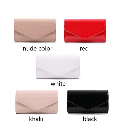 Patent Leather Envelope Clutch Purse Shiny Candy Color Cover Day Clutches Evening Bag for Women Shoulder Handbags Bolso Mujer
