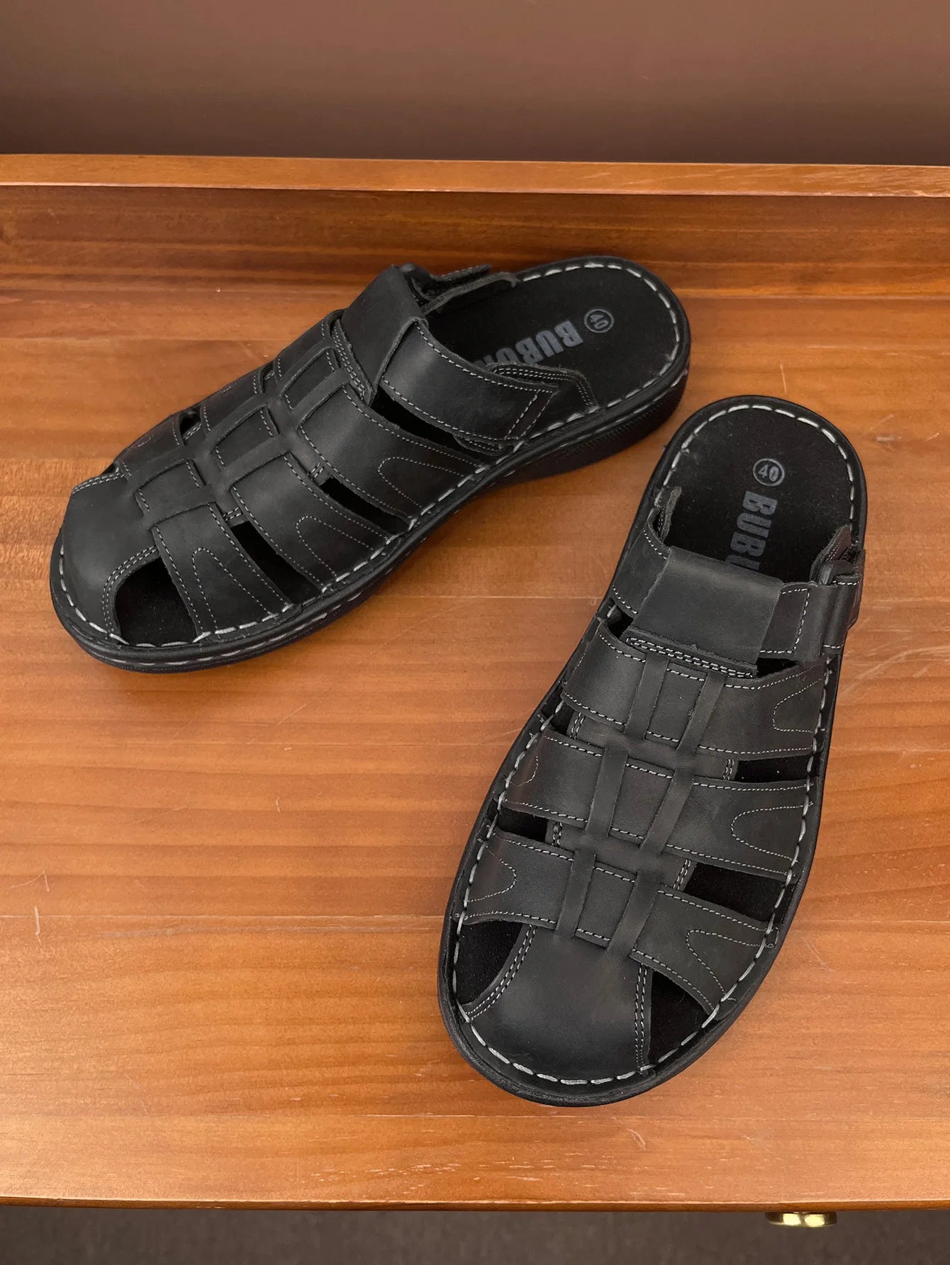 First-Layer Cowhide Men's Sports Sandals, Open-Toe Outdoor 防滑 Sandals, Casual Men's Shoes, Outdoor Fashion Beach Shoes, Li