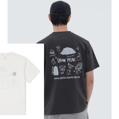 Men's Outdoor Cotton T-Shirt Dynamic Encryption Print Streetwear Top Black Crew Neck Summer Graphic Tee