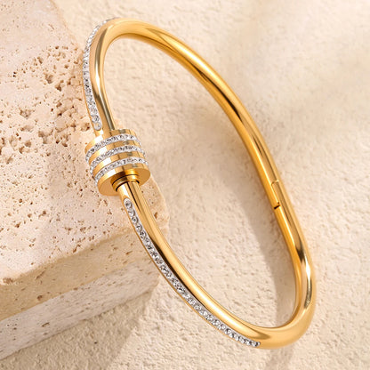 3PCS American Style Exquisite Stainless Steel Women's Bracelet Set, High-quality 18K Gold-plated Waterproof And Colorfast Gift