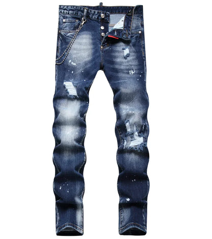New Mens Ripped Jeans Dsq2 Men Skinny Jeans Light Blue Holes Pants Quality Male Stretch Slim Fashion Trousers Y2k