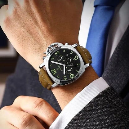 POEDAGAR Fashion Luxury Men Wristwatch Waterproof Luminous Chronograph Date Man Watch Unique Sports Leather Quartz Men's Watches