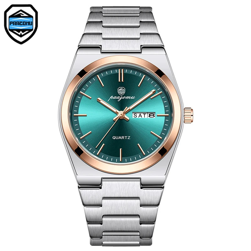 PAAZOMU Luxury Sport Man Watch Military Waterproof Luminous Date Week Men Watch Stainless Steel Quartz Men's Watches Male Clock