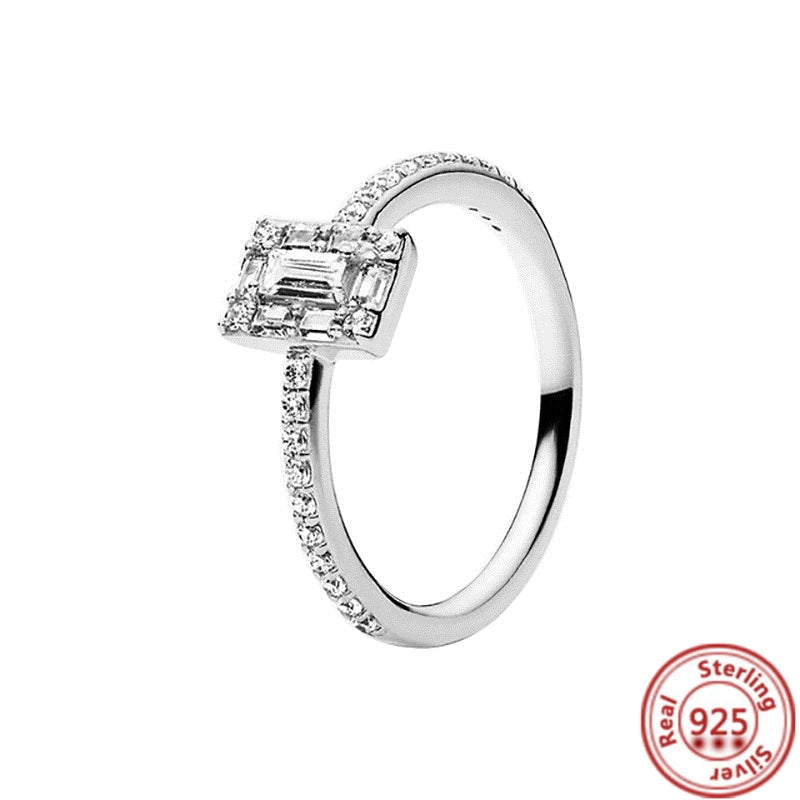 NEW 925 Sterling Silver Rings Sparkling Original Design Women Heart Daisy Flower Wishbone Ring Jewelry Engagement Female Gift