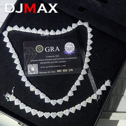 Unisex Moissanite Heart Tennis Chain For Women Original 925 Sterling Silver Gold Man Moissanite Bracelet Cuban Chain Hip hop