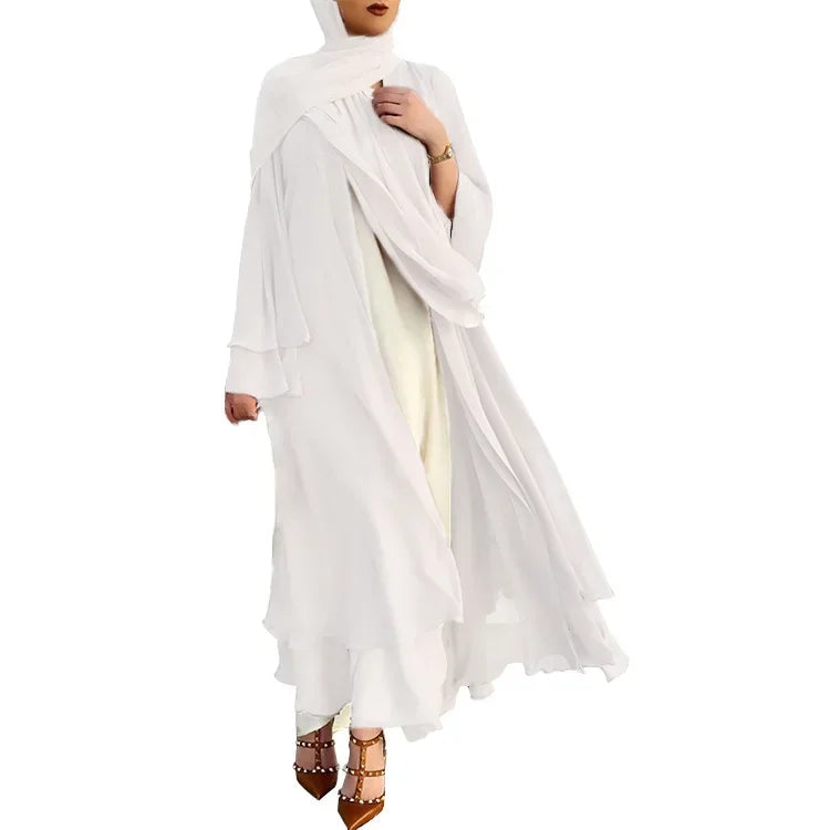 Ivory New Arrival Cross-border Best Seller Chiffon Cardigan Elegant Long Dress Solid Color Dress 21419