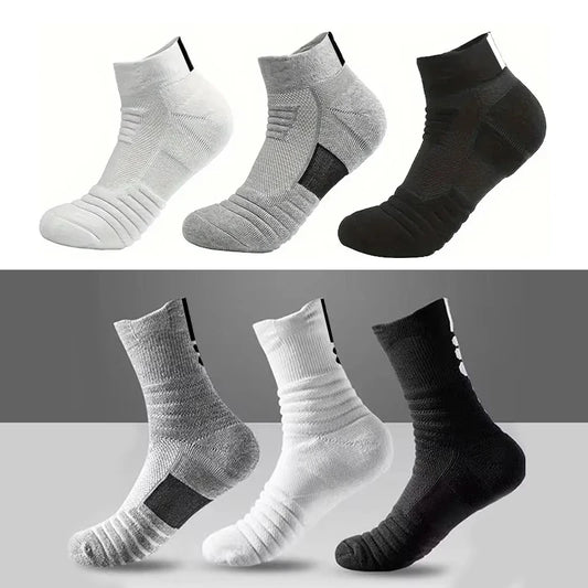1/3 Pairs Anti-slip Football Socks Men Cotton Sock Short Long Tube Soccer Basketball Sport Socks Breathable Deodorous Sock 39-45