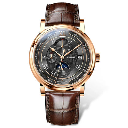 BORMAN BM3868  New 40mm  Luxury Men Automatic Mechanical Men's Watches Sapphire Multi-function Waterproof Moon Phase Clocks