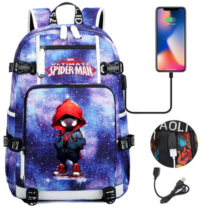 Superhero Spiderman School Backpack Travel Bags Large Waterproof Multifunction USB Charging Backpacks Travel Sport Duffel Bag